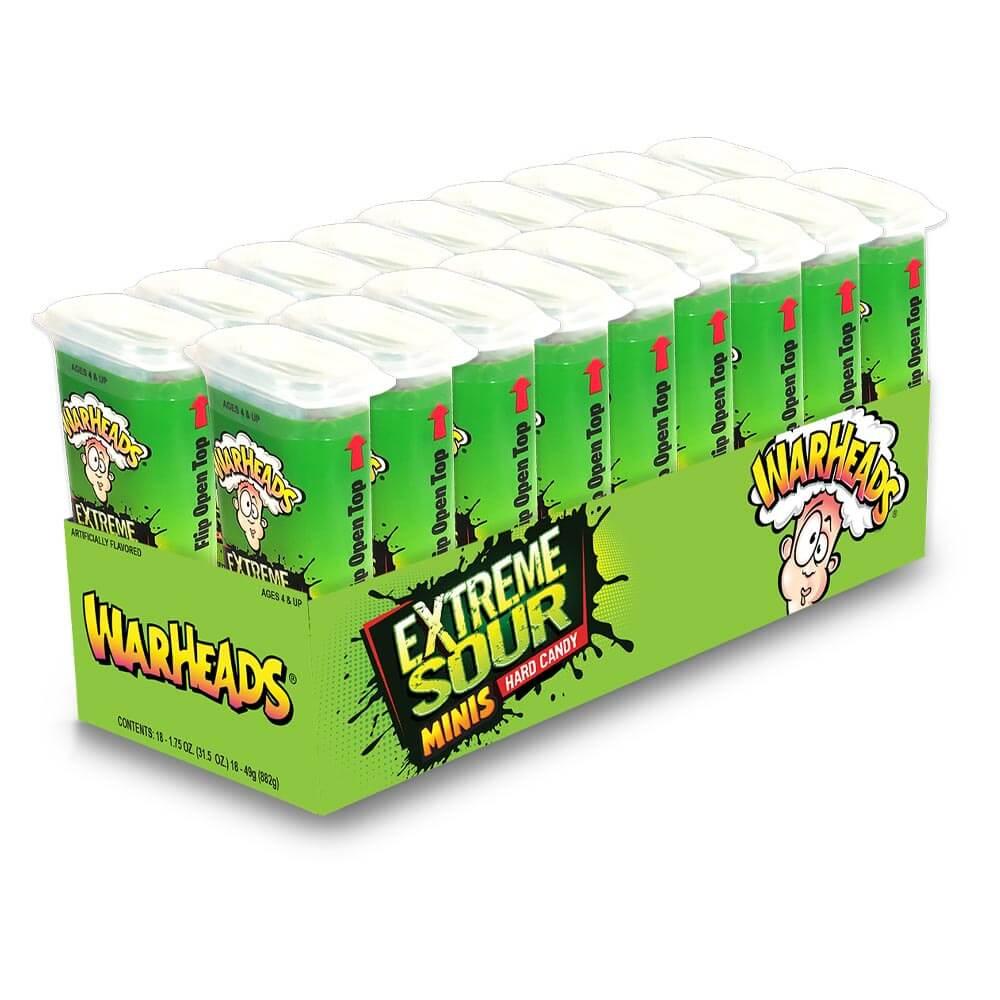 WARHEADS MINI EXTREME SOUR HARD CANDY 49G – 18 X 49G TUBS - 0