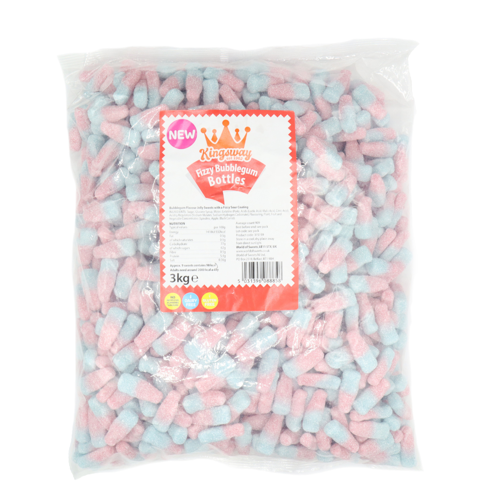 FIZZY BUBBLEGUM BOTTLES  3KG BAG