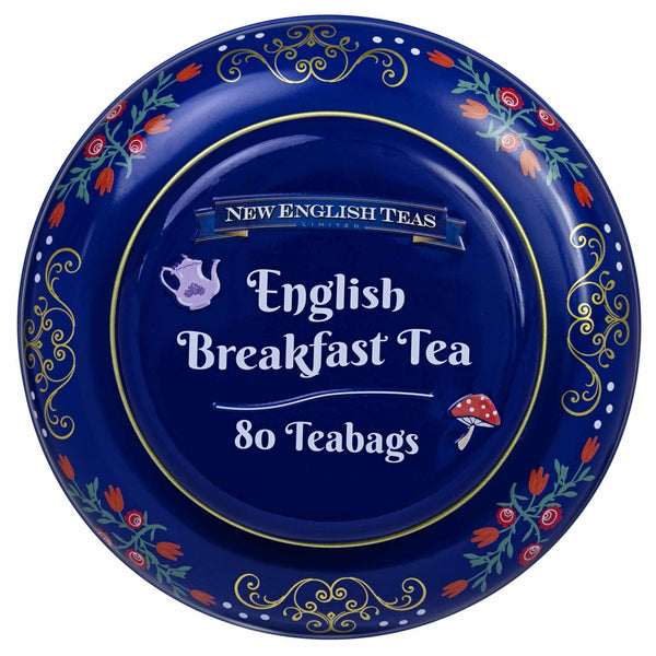 MIDNIGHT ALICE IN WONDERLAND TEA CADDY WITH 80 ENGLISH BREAKFAST TEABAGS