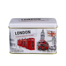 LONDON TEA TIN WITH 25 ENGLISH BREAKFAST TEABAGS