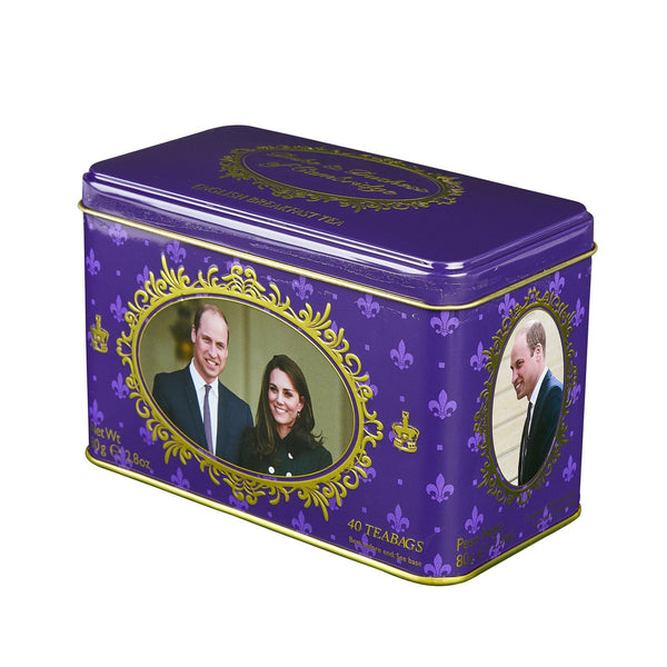 DUKE AND DUCHESS OF CAMBRIDGE TIN WITH 40 ENGLISH BREAKFAST TEABAGS