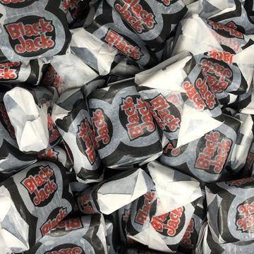 Chewy wrapped black jacks liquorish sweets