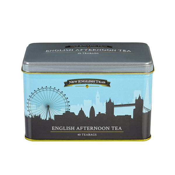 LONDON SKYLINE TEA CADDY WITH 40 ENGLISH AFTERNOON TEABAGS