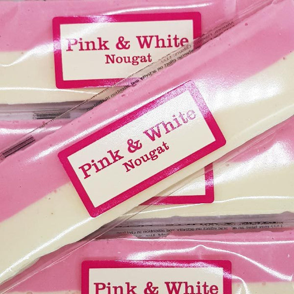 THE REAL CANDY CO. PINK & WHITE NOUGAT BARS 150G