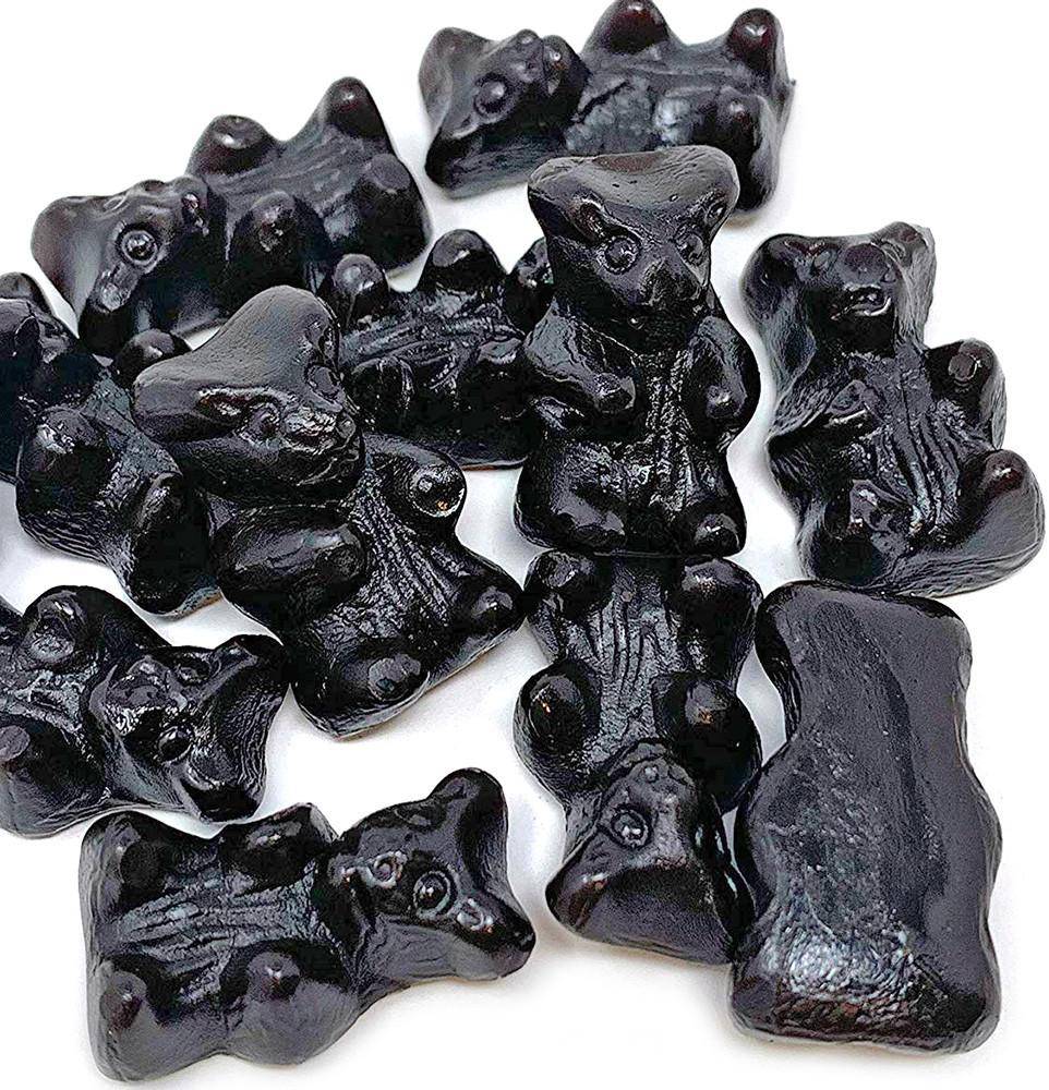 Cute vegan and sugar free liquorice gummy bears 