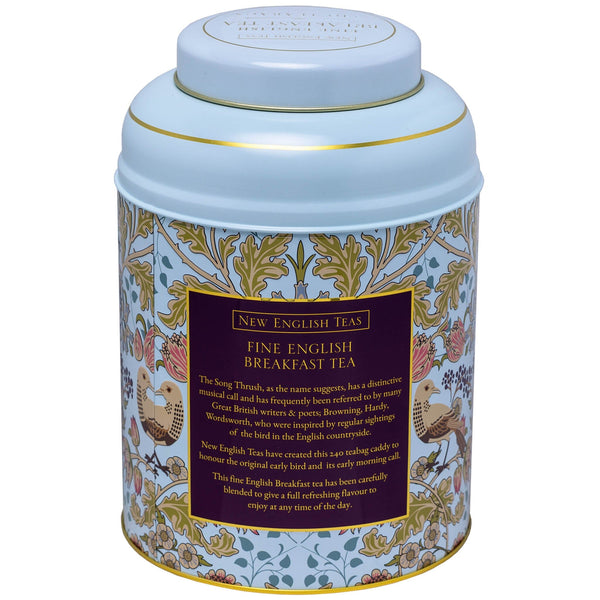 SONG THRUSH & BERRIES DELUXE TEA CADDY - PALE BLUE