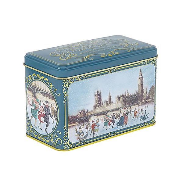 VICTORIAN CHRISTMAS SKATERS TEA TIN WITH 40 ENGLISH AFTERNOON TEABAGS