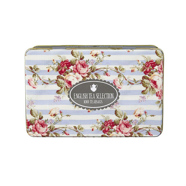 VINTAGE FLORAL TEA SELECTION GIFT TIN WITH 100 TEABAGS