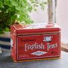 VINTAGE RED TEA TIN WITH 40 ENGLISH BREAKFAST TEABAGS