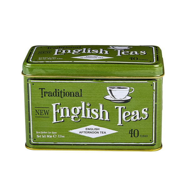 VINTAGE GREEN ENGLISH AFTERNOON TEA TIN WITH 40 TEABAGS